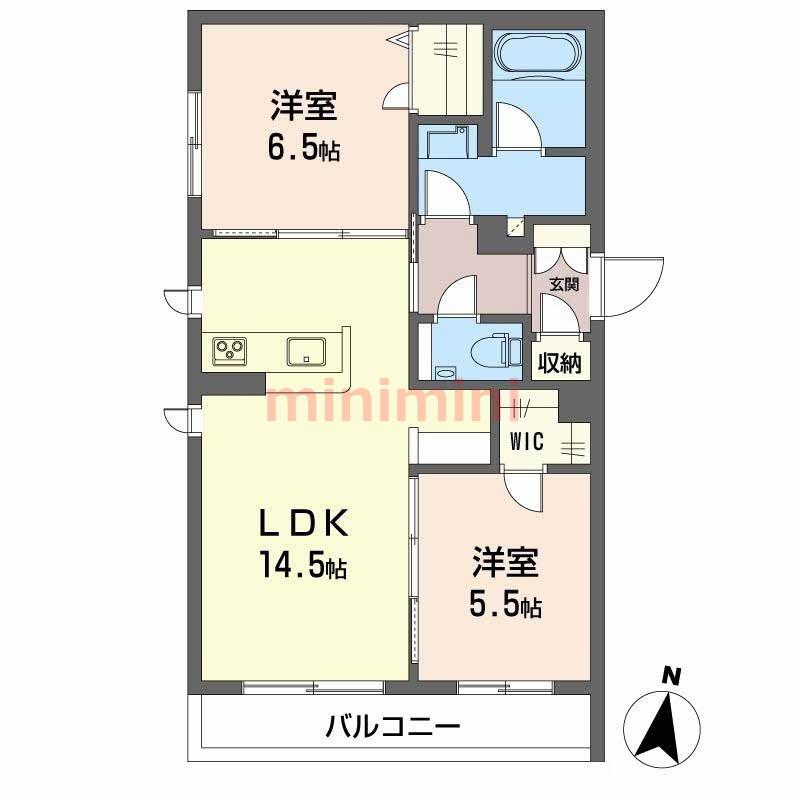 パラッツォ グロリオーサIII(2LDK/2階)の間取り写真