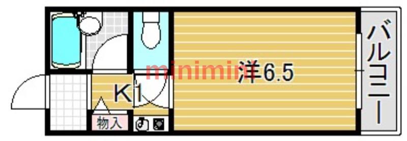 ソレイユ片山(1K/4階)の間取り写真