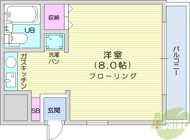 オノレジデンス(ワンルーム/2階)の間取り写真