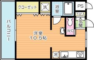 コーポニシカワ(ワンルーム/3階)の間取り写真