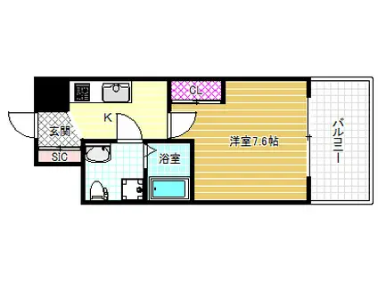 ARISTO扇町(1K/4階)の間取り写真