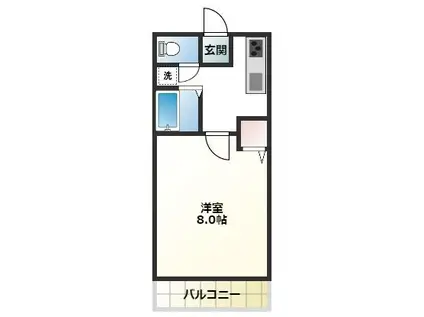 第2年見マンション(1K/2階)の間取り写真