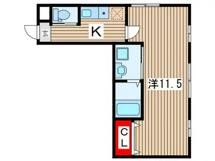 テスコデルレイ(1K/1階)の間取り写真