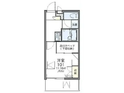 レオパレスセリオ国立(1K/3階)の間取り写真