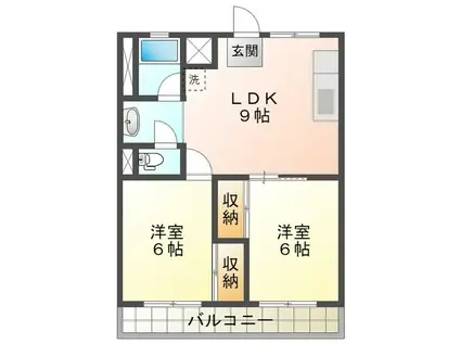 津INCOURT練木(2LDK/4階)の間取り写真