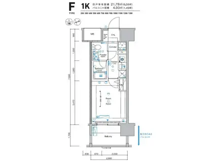 シーフォレシティ芝浦(1K/11階)の間取り写真