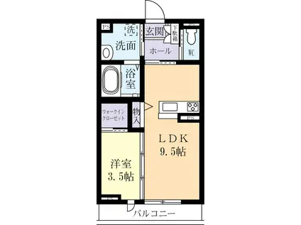 GRAND FELICIE(1LDK/3階)の間取り写真