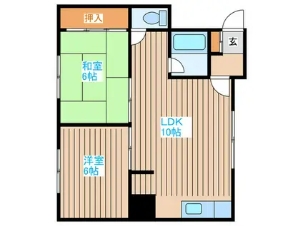 T・Yハイツ(2LDK/2階)の間取り写真