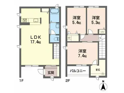 エターナルコート B棟(3LDK/1階)の間取り写真