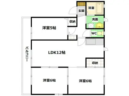 スプリングポートB棟(3LDK/1階)の間取り写真