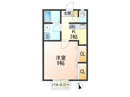 ライクタウン飯田A棟(1K/2階)の間取り写真