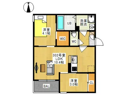 REGALEST HARU(2LDK/3階)の間取り写真