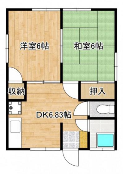 三宅第一アパート(2DK/2階)の間取り写真