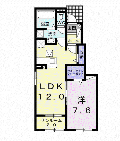 シェラトン川島(1LDK/1階)の間取り写真
