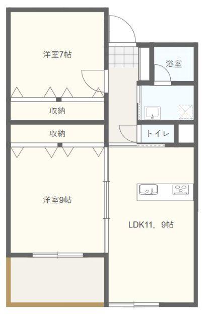 ラメール デトワール(2LDK/3階)の間取り写真