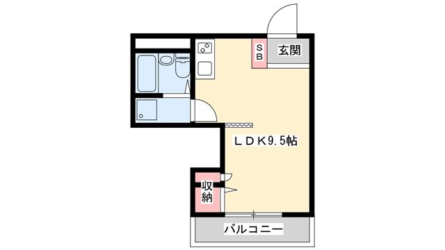 ハイツ日山(ワンルーム/3階)の間取り写真