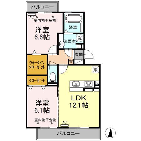 ROYAL WINS(2LDK/3階)の間取り写真