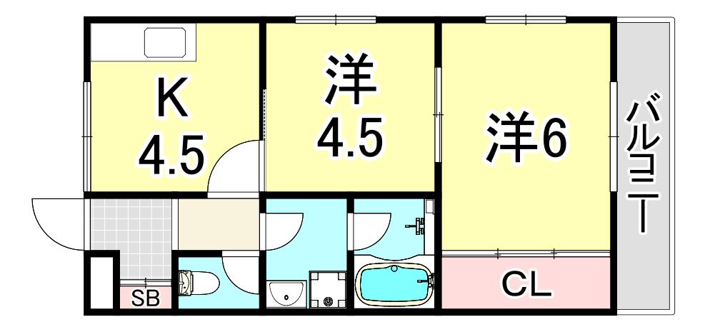 ジーベンモルゲン(2K/2階)の間取り写真