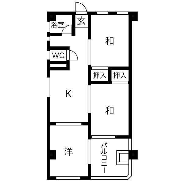 アヴィオン岐阜(2LDK/1階)の間取り写真