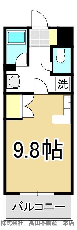 ステューディオT(1K/3階)の間取り写真