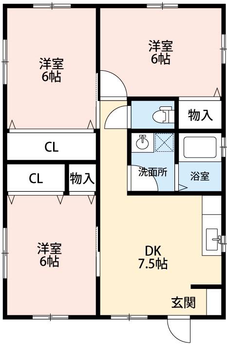 ライトハイツ D棟(3DK/1階)の間取り写真