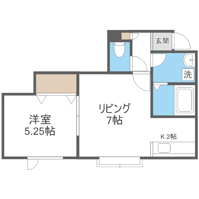 ハッピネス北郷I(1LDK/2階)の間取り写真
