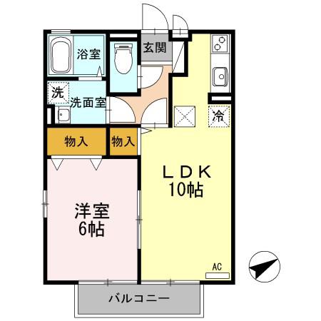 リヴィエールモナリエ(1LDK/1階)の間取り写真