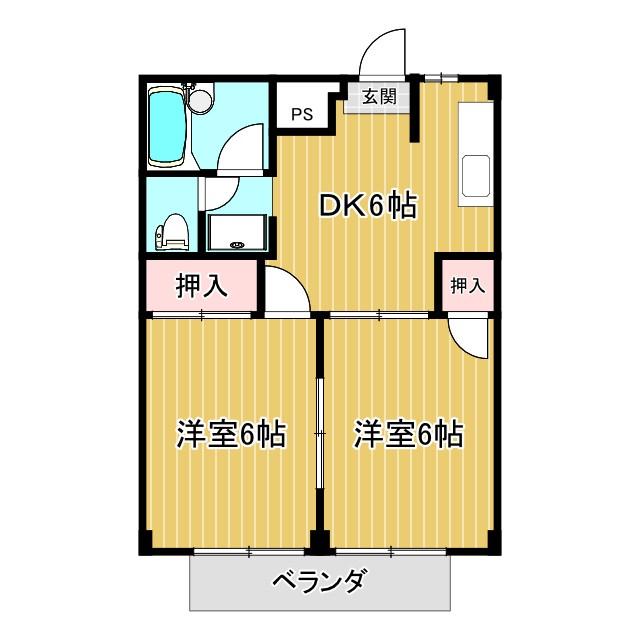 シティーハイツEI(2DK/2階)の間取り写真