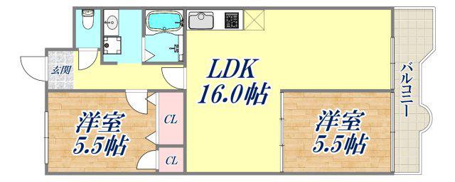 ジョイフル北町(2LDK/1階)の間取り写真