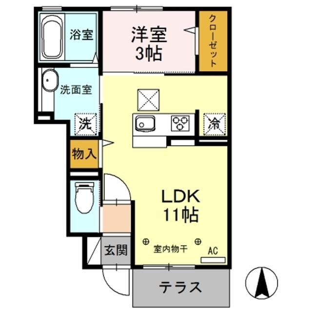 ウッドヴィレッジ(1LDK/1階)の間取り写真