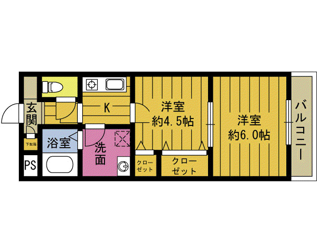 パレドール鶴崎II(2K/3階)の間取り写真