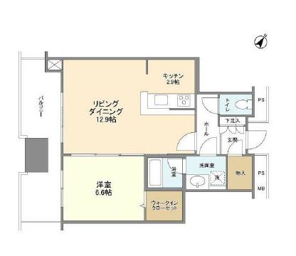 リガーレ日本橋人形町(1LDK/35階)の間取り写真