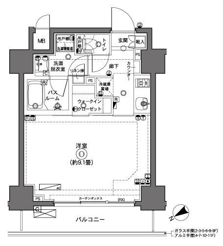 ズーム横浜(1K/4階)の間取り写真