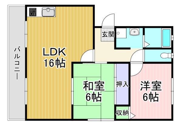 ハイツナカムラⅡ(2LDK/3階)の間取り写真