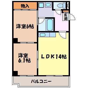 K-コート観月(2LDK/3階)の間取り写真
