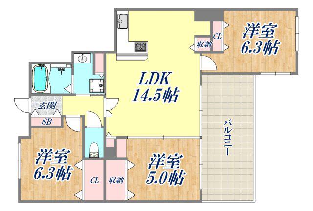 ロイヤル苦楽園マドリーゼ(3LDK/3階)の間取り写真