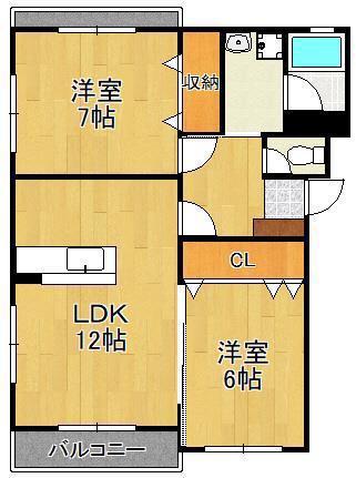 エクセルシティ門司A棟(2LDK/1階)の間取り写真