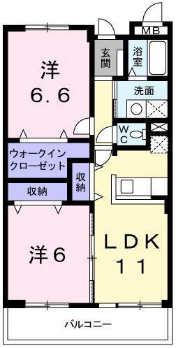 サニーガーデンII(2LDK/2階)の間取り写真
