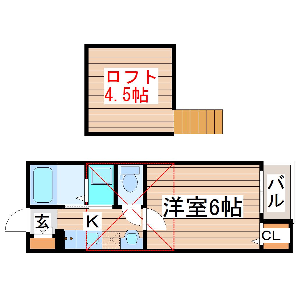 LINK STAGE旭ヶ丘(1K/1階)の間取り写真