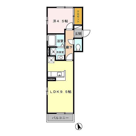 サンモールTM(1LDK/2階)の間取り写真