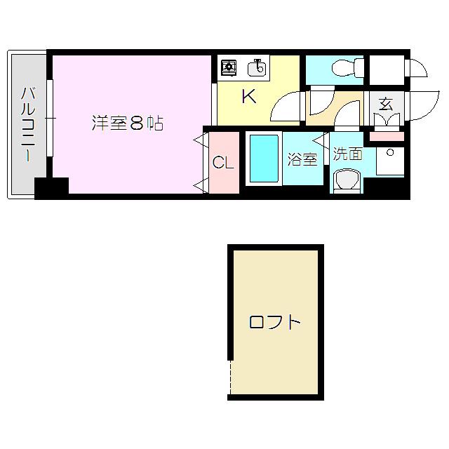 リセスコート2(1SK/4階)の間取り写真