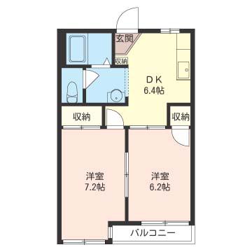 メゾンイースト初石(2DK/2階)の間取り写真