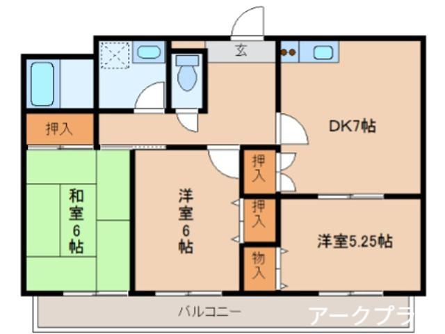 N麻里布(3LDK/3階)の間取り写真