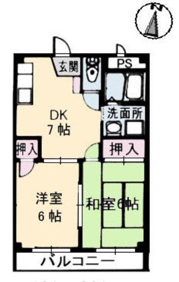 福成ビレッジ(2DK/3階)の間取り写真