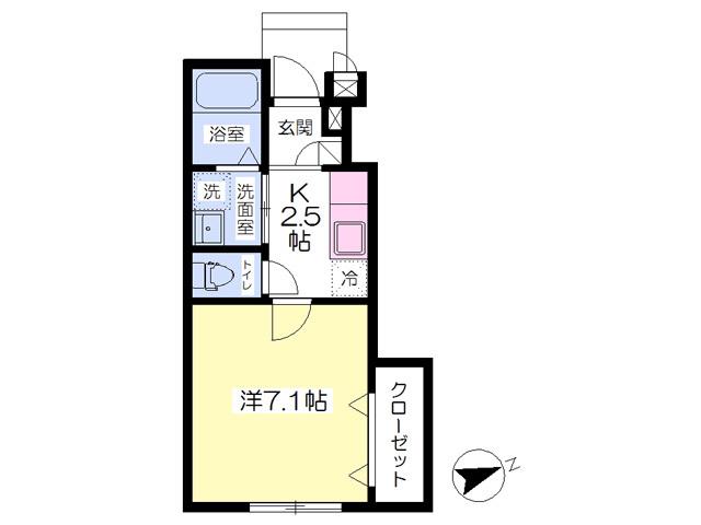 フォレスト南染師A(1K/1階)の間取り写真