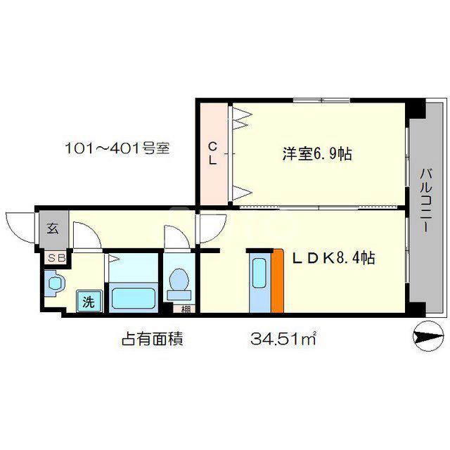 NOI-1ST(1LDK/2階)の間取り写真