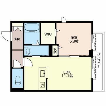 CASA KKSYI(1LDK/2階)の間取り写真