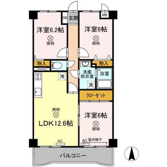 パークサイドHIRATA(3LDK/3階)の間取り写真