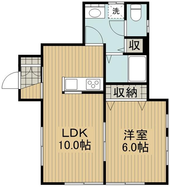 カーサ森B(1LDK/1階)の間取り写真