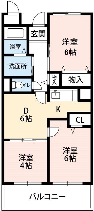クリスタルウッズ(3DK/2階)の間取り写真